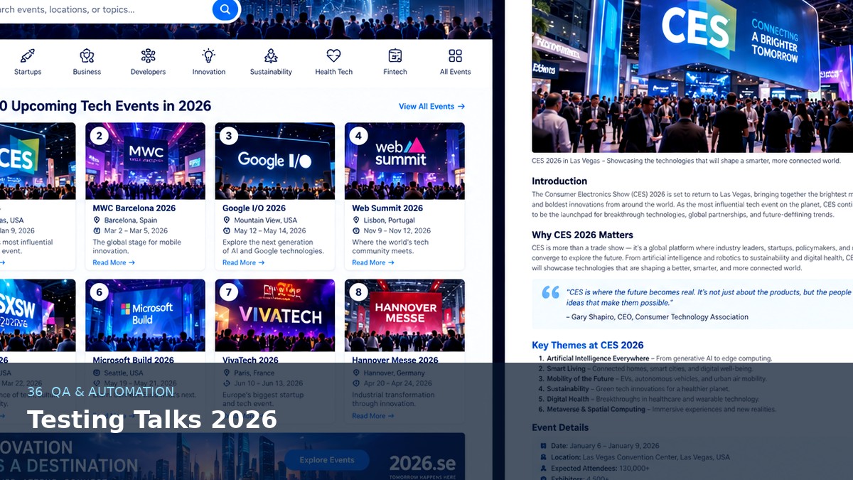 Testing Talks 2026 AI-generated editorial event image