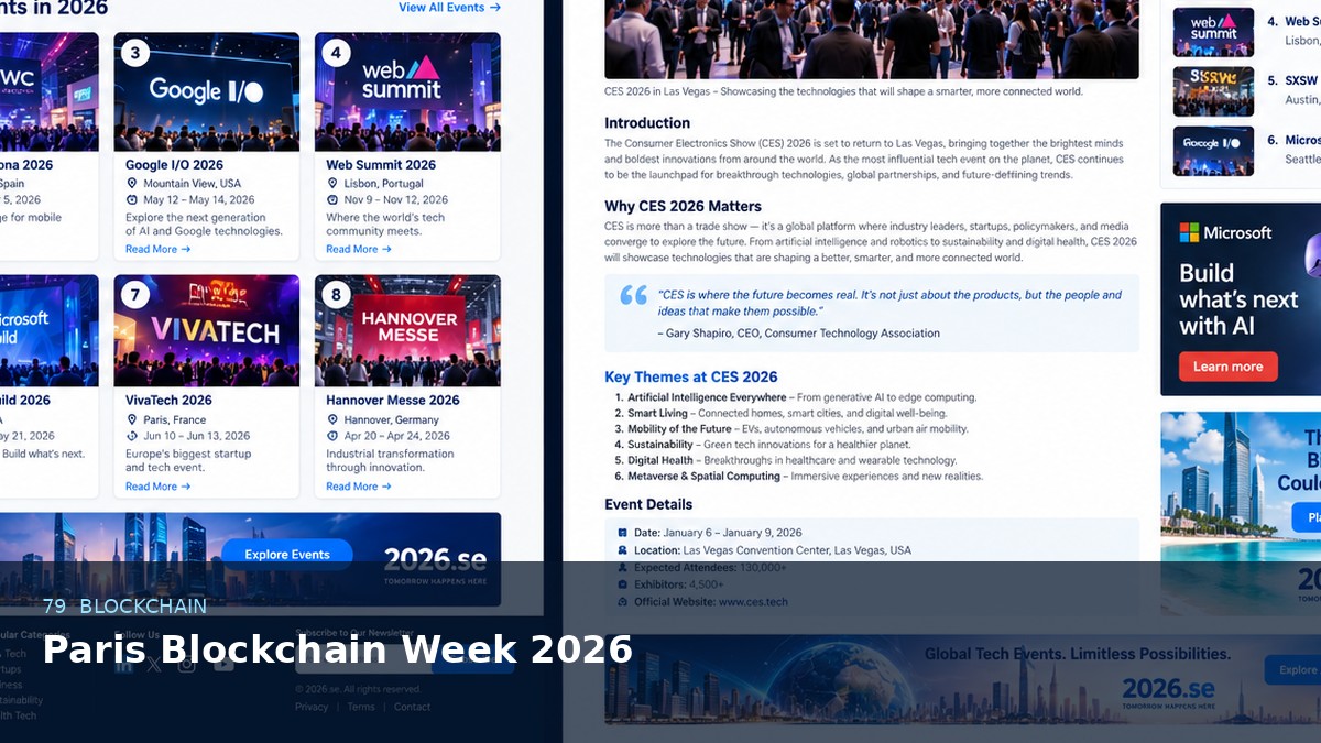 Paris Blockchain Week 2026 AI-generated editorial event image