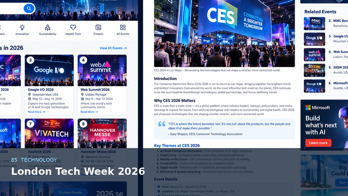 London Tech Week 2026 AI-generated editorial event image